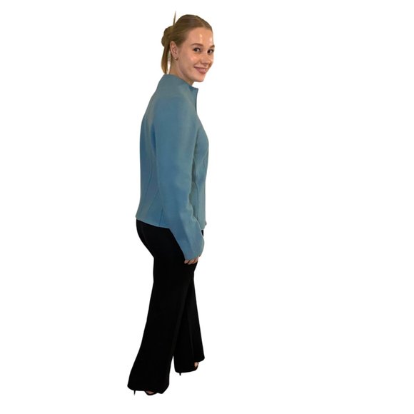 Lafayette 148 New York Vintage Cardigan 100% wool Dusty Turquoise, Size 12 - Picture 2 of 6